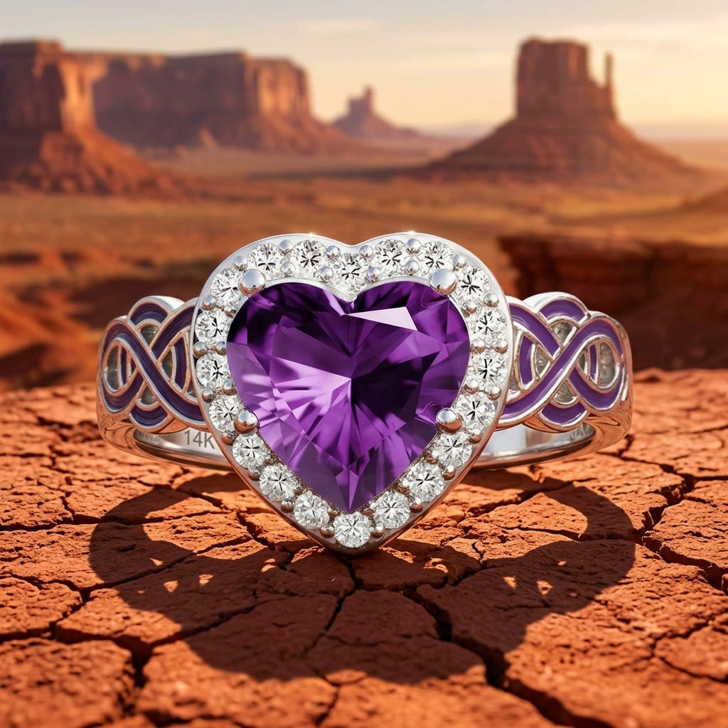 Ocean Heart Ring - Amethyst