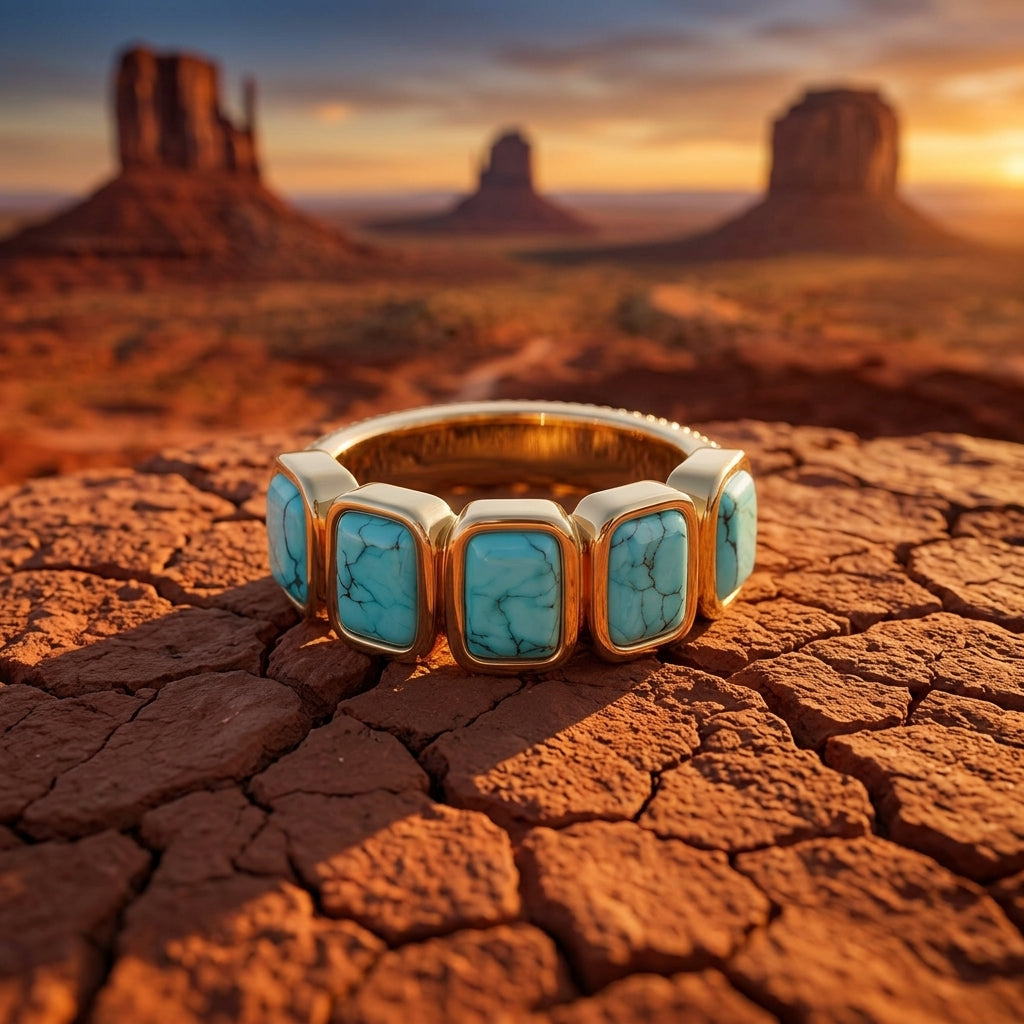 Golden Mesa Ring - Turquoise