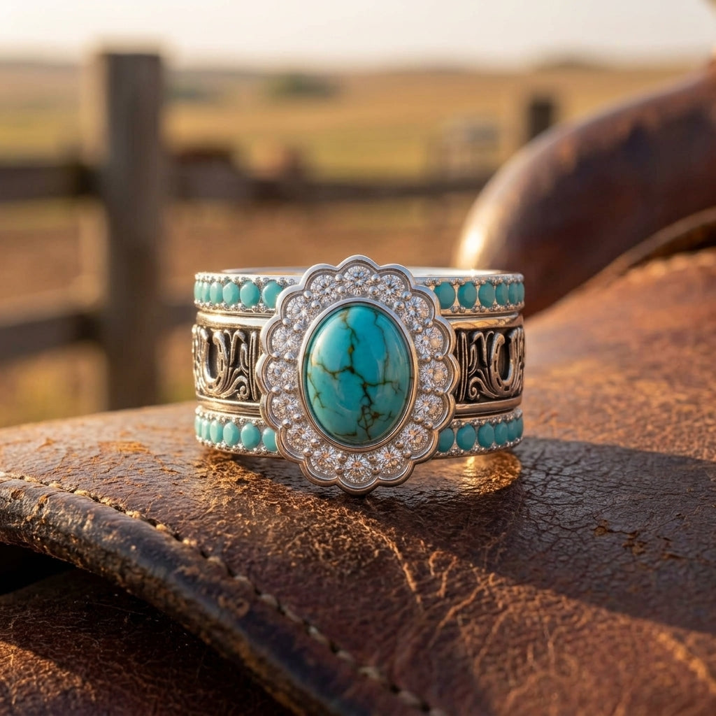 Prairie Bloom Stacking Ring - Turquoise