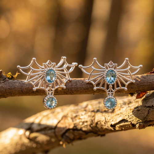 Aether Weave Earrings - Aquamarine