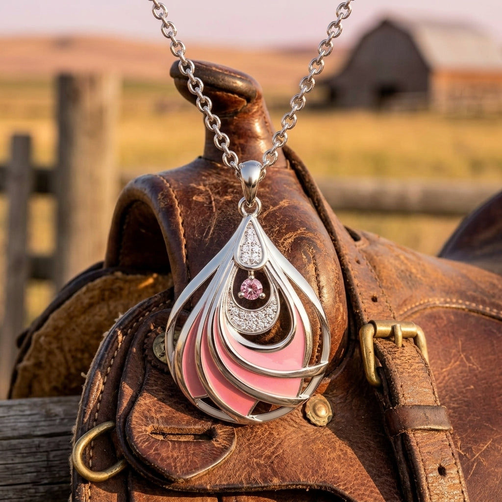 Zephyr Teardrop Necklace - Rose Quartz ＆ Pink