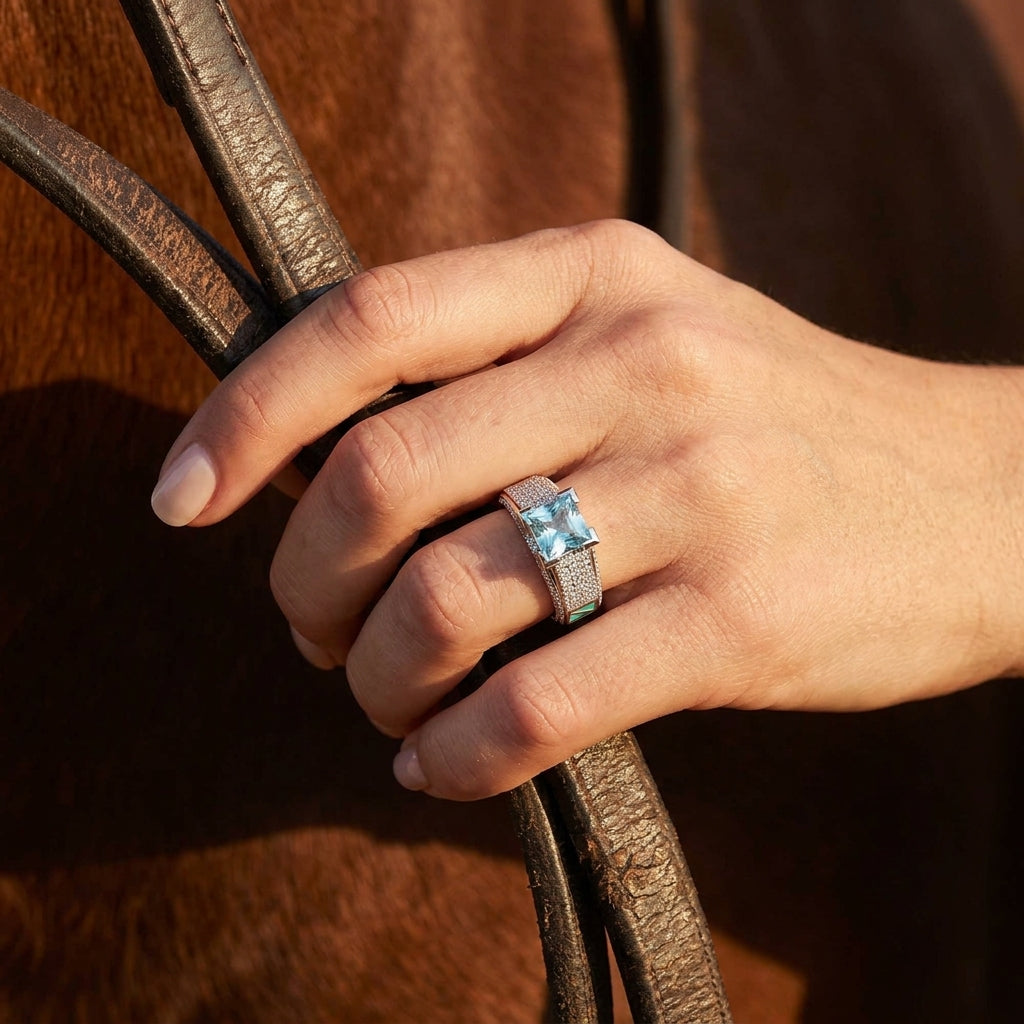 Eiffel Elegance Ring - Aquamarine