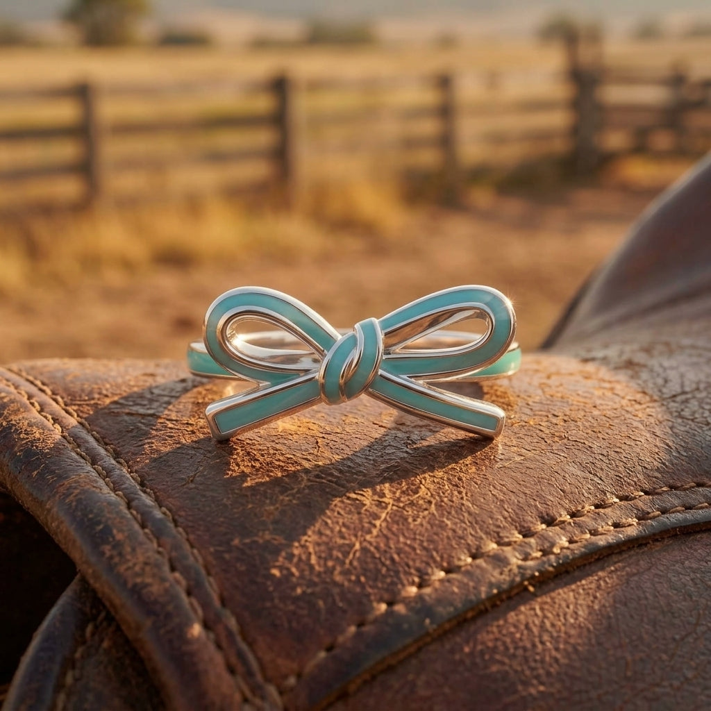 Teal Bow Ring