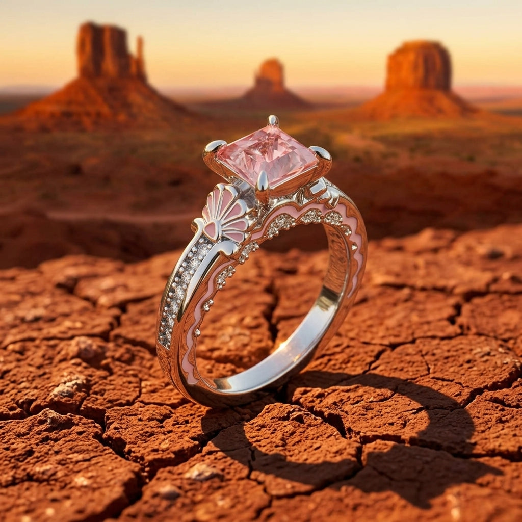 Lumen Crest Ring - Rose Quartz