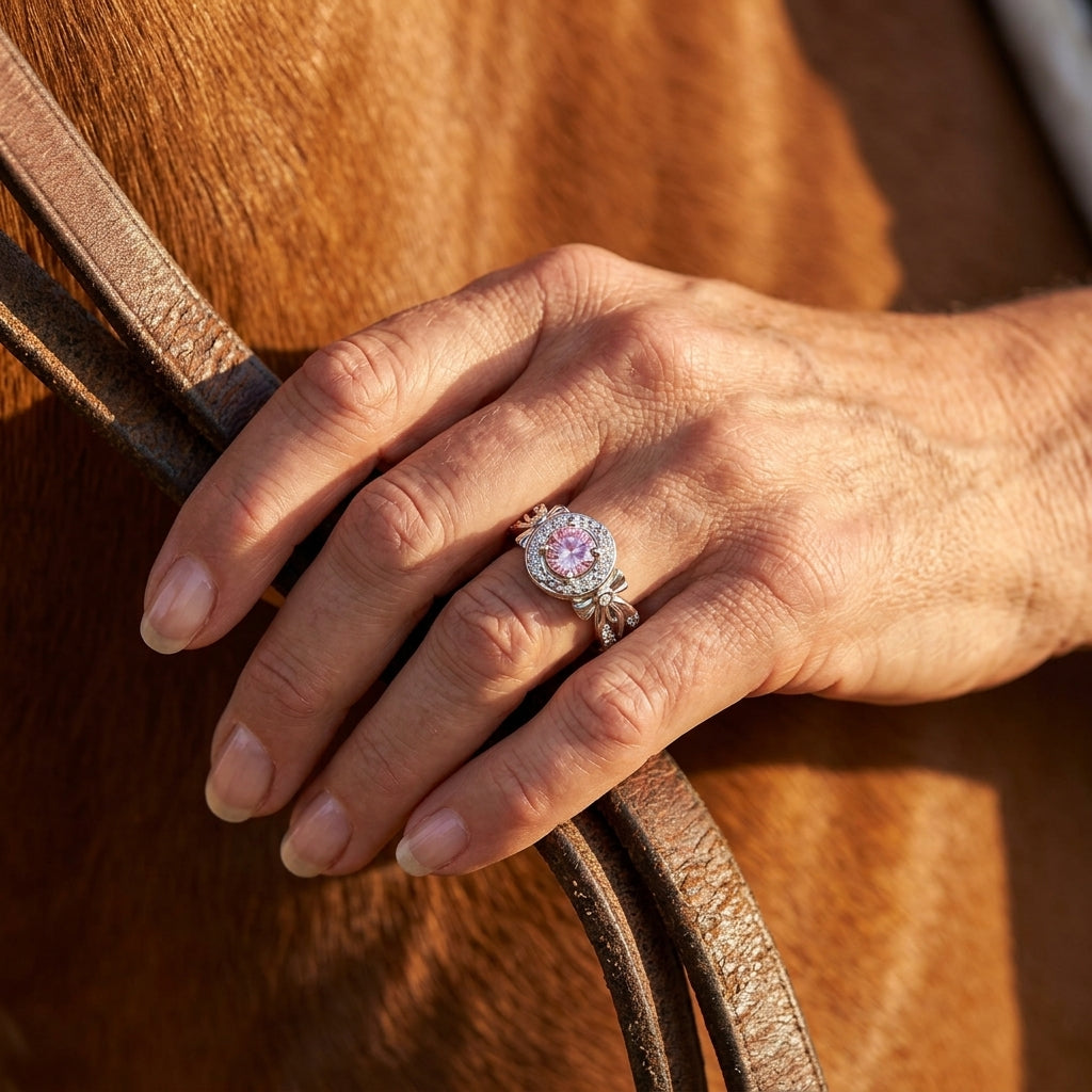 Graceful Bow Entwined Ring - Rose Quartz