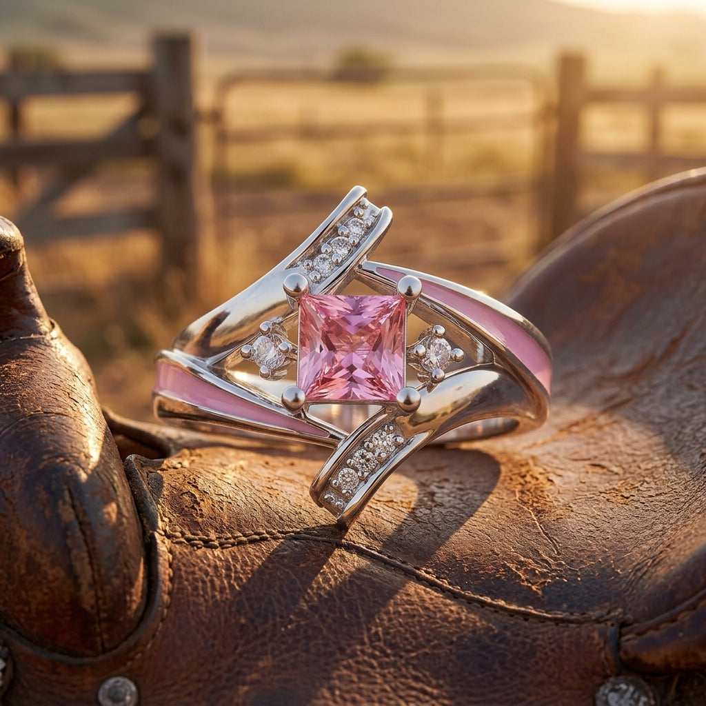 Milky Way Kiss Ring - Rose Quartz