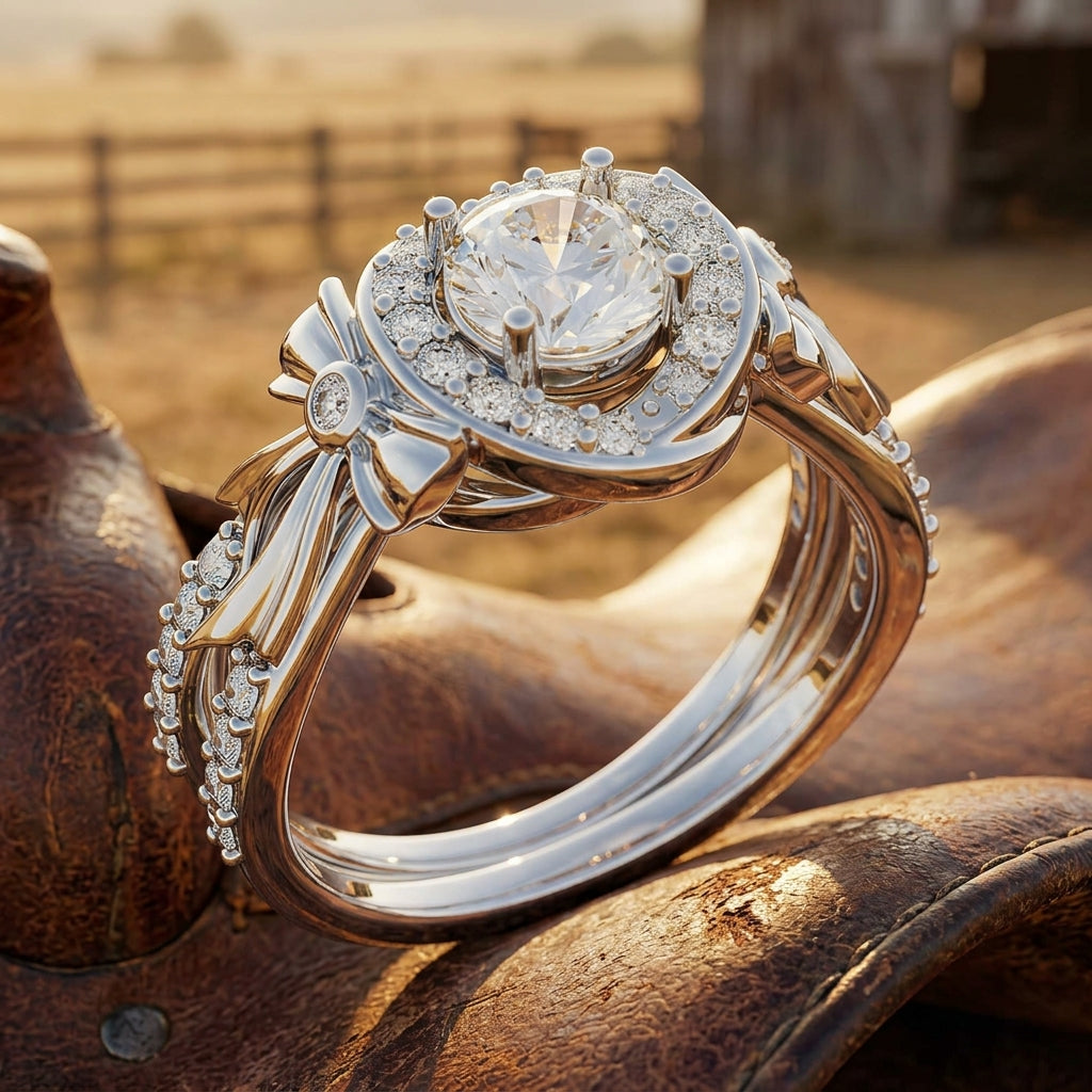 Graceful Bow Entwined Ring - Moissanite