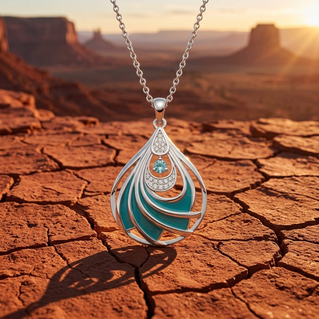 Zephyr Teardrop Necklace - Aquamarine