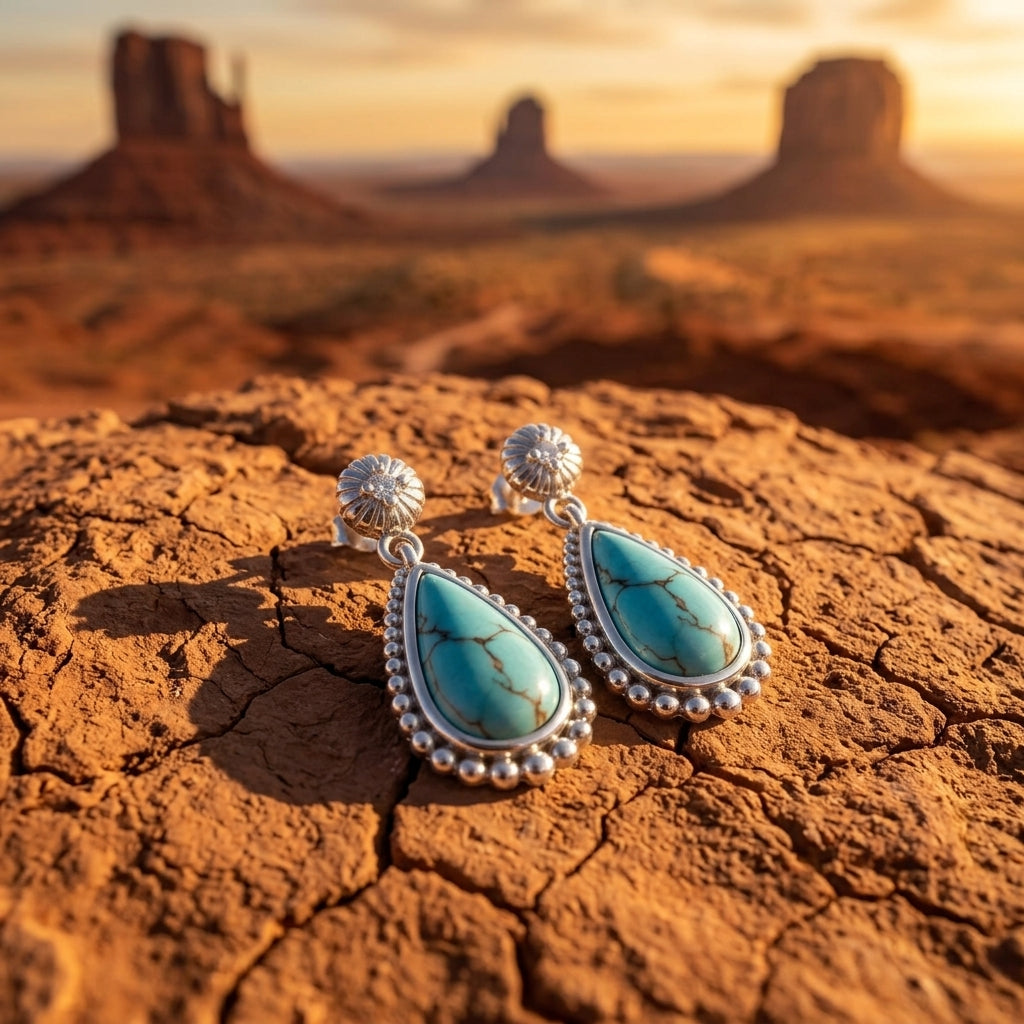 Desert Teardrop Earrings - Turquoise