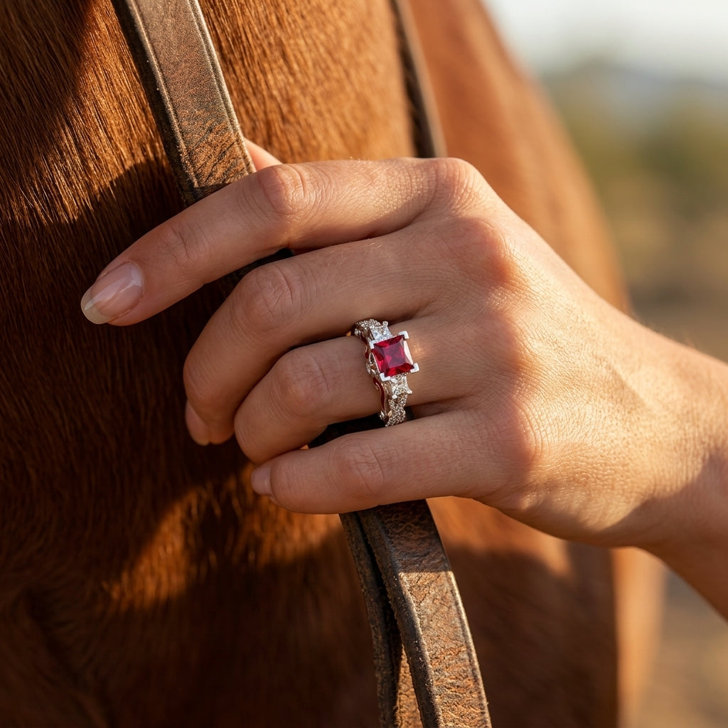 Love Rivet Ring - Ruby