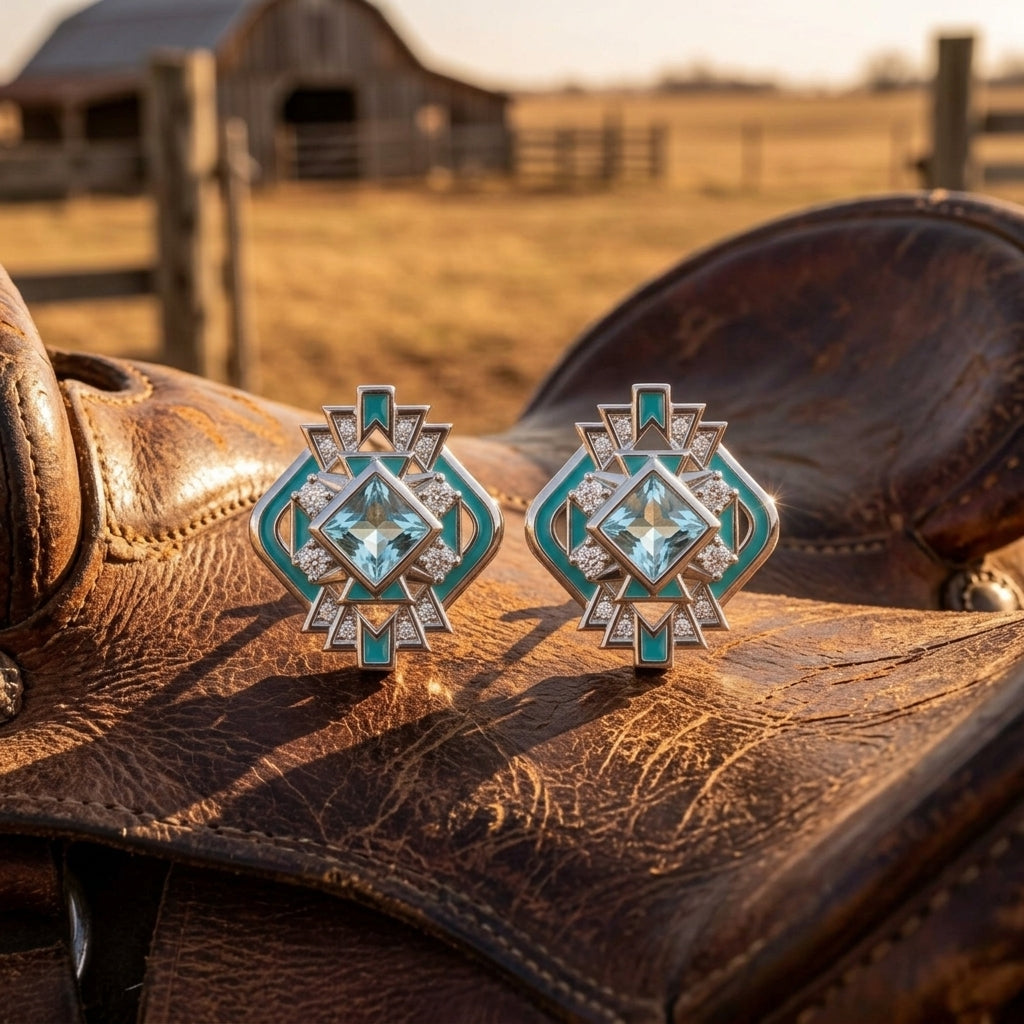 Chief's Crown Earrings - Aquamarine