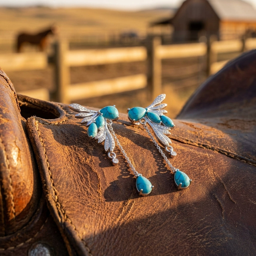 Elegant Dragonfly Earrings - Turquoise