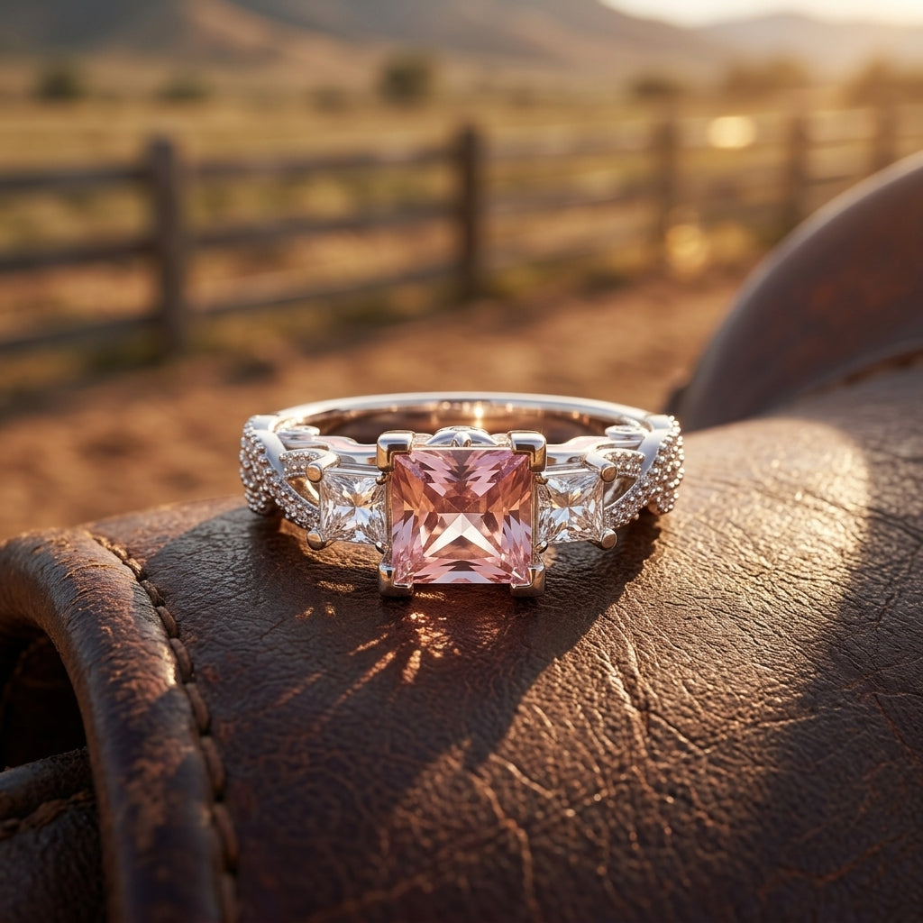 Love Rivet Ring - Rose Quartz