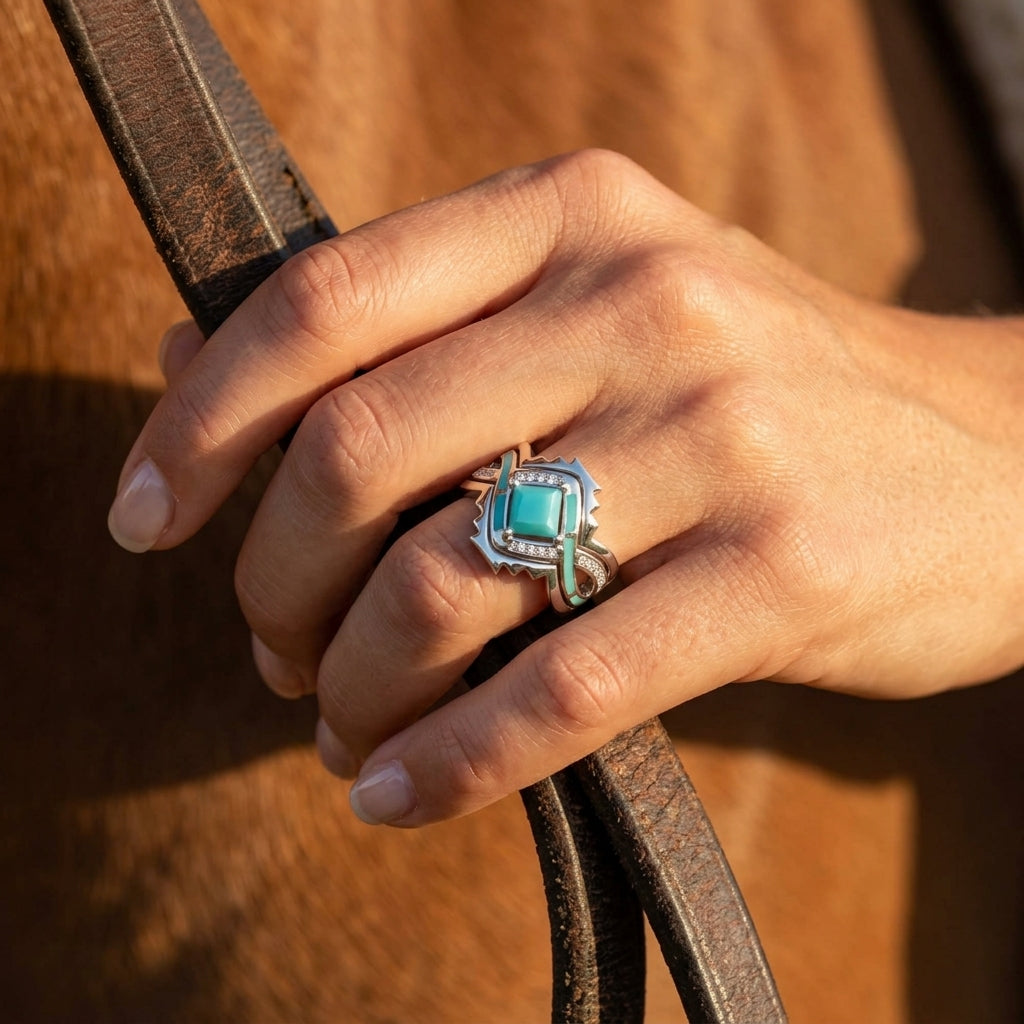 Cascading Ridges Ring - Turquoise