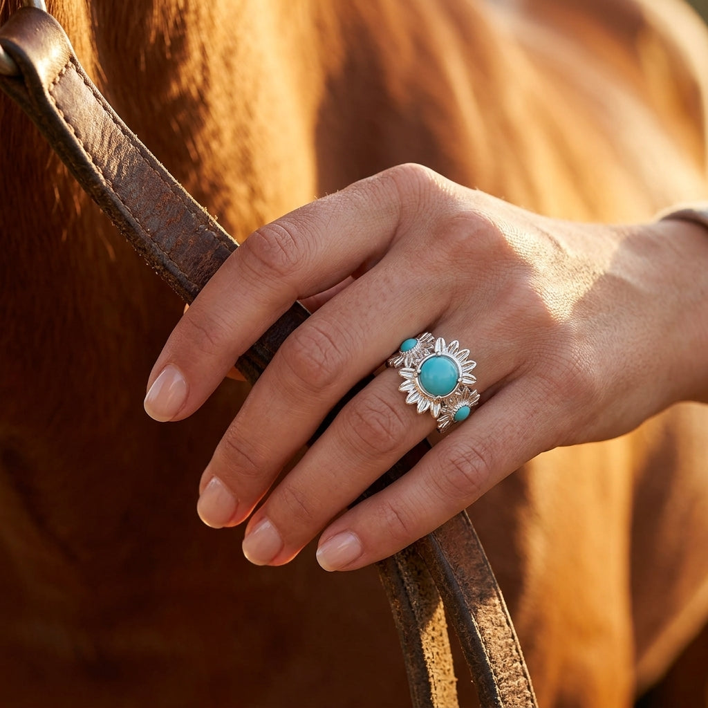 Fierce Blossom Ring - Turquoise