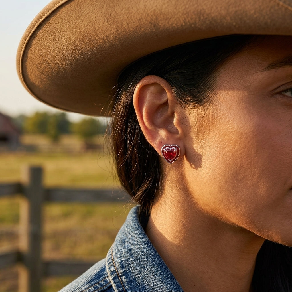 Loyal Heart Earrings - Ruby