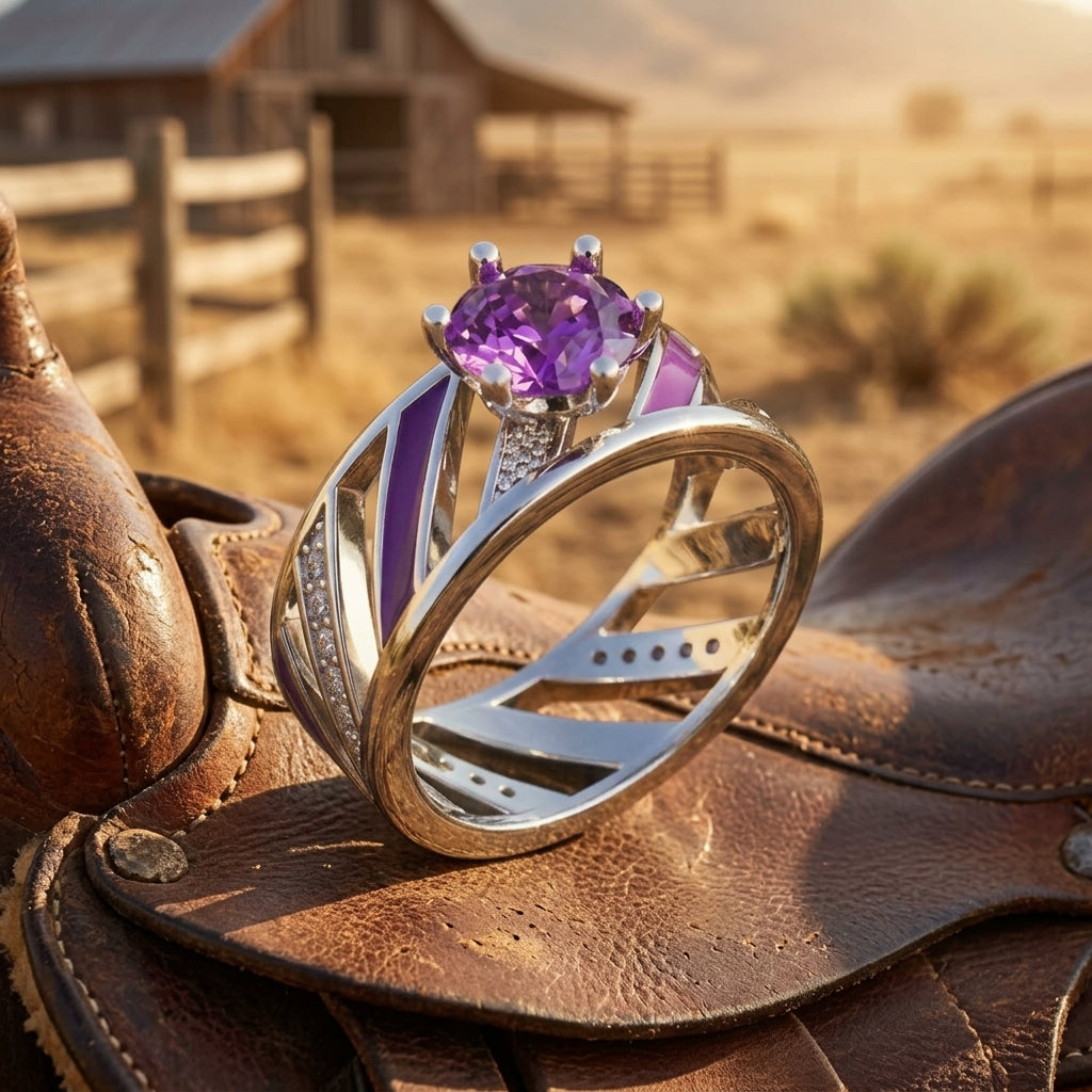 Aurora Veil Ring - Amethyst