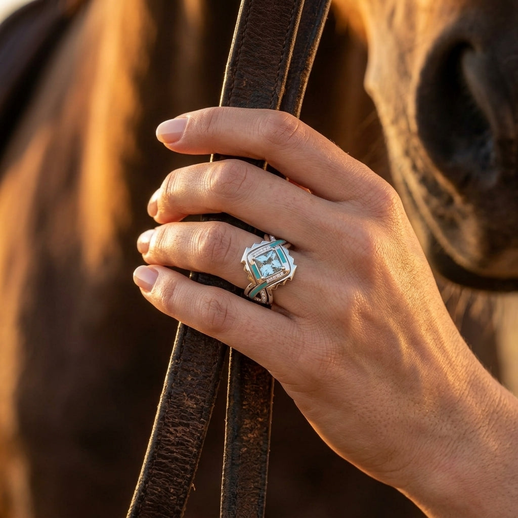 Cascading Ridges Ring - Aquamarine