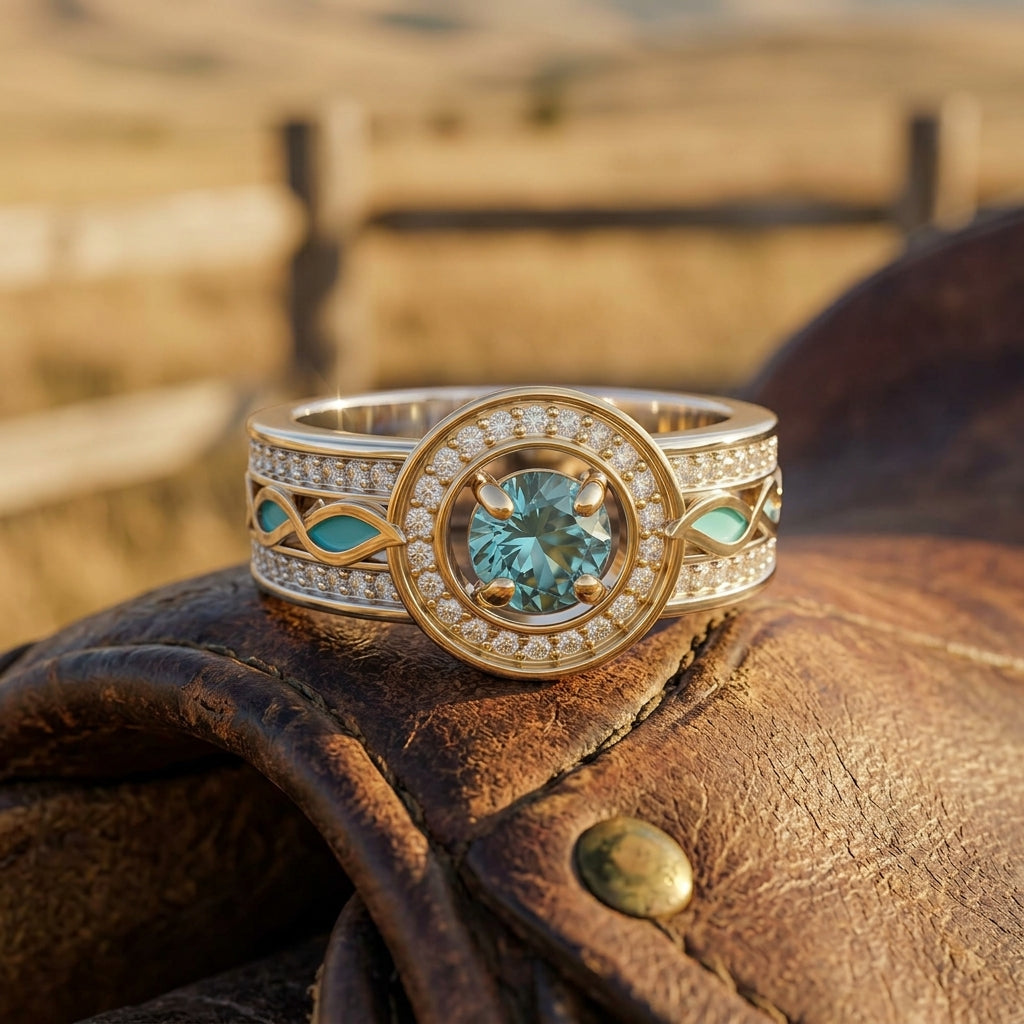 Shining Rodeo Ring - Aquamarine