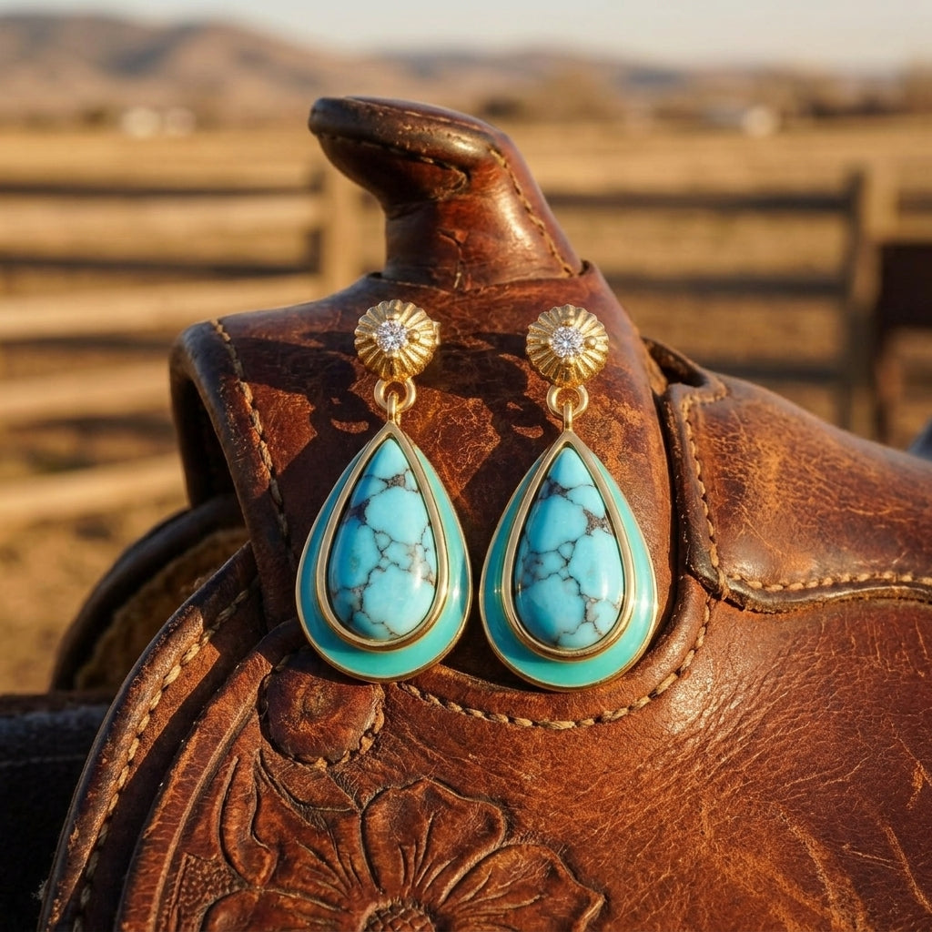 Ripple Teardrop Earrings - Turquoise