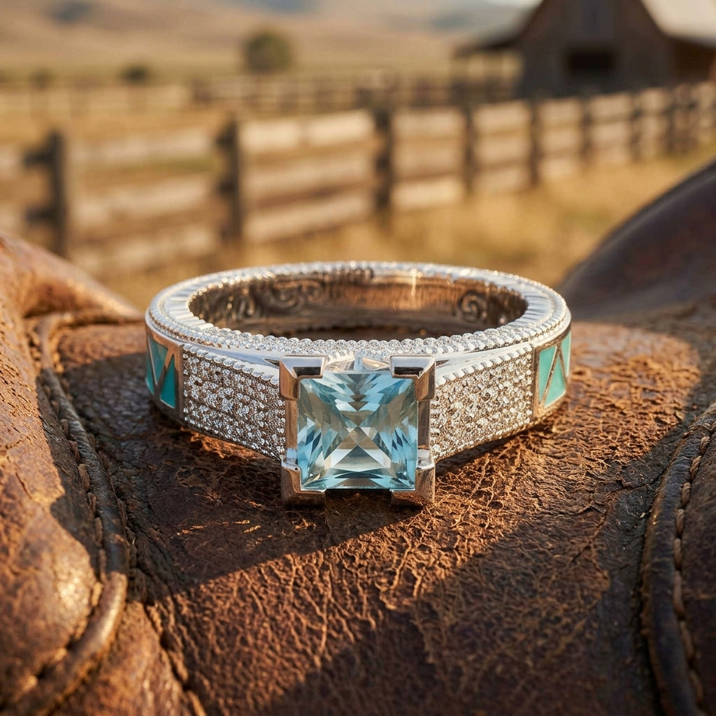 Eiffel Elegance Ring - Aquamarine