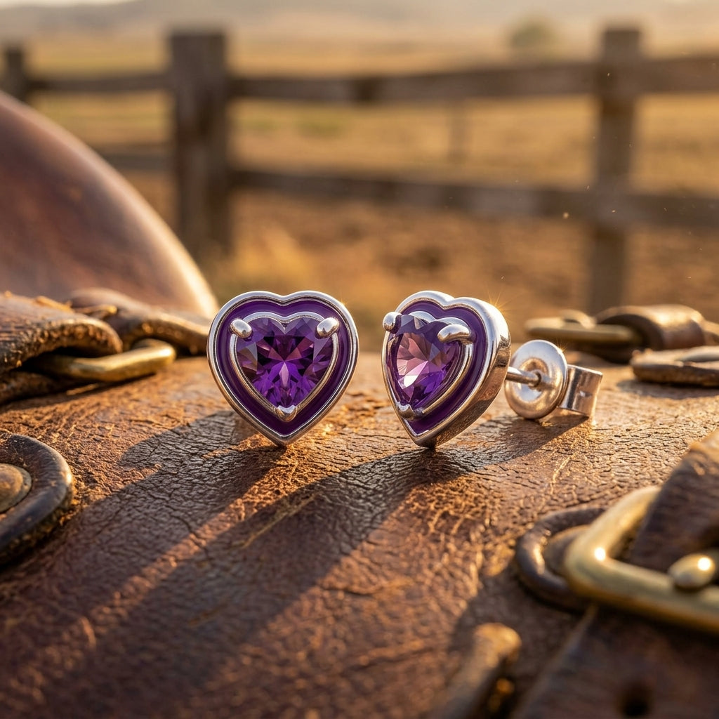 Loyal Heart Earrings - Amethyst