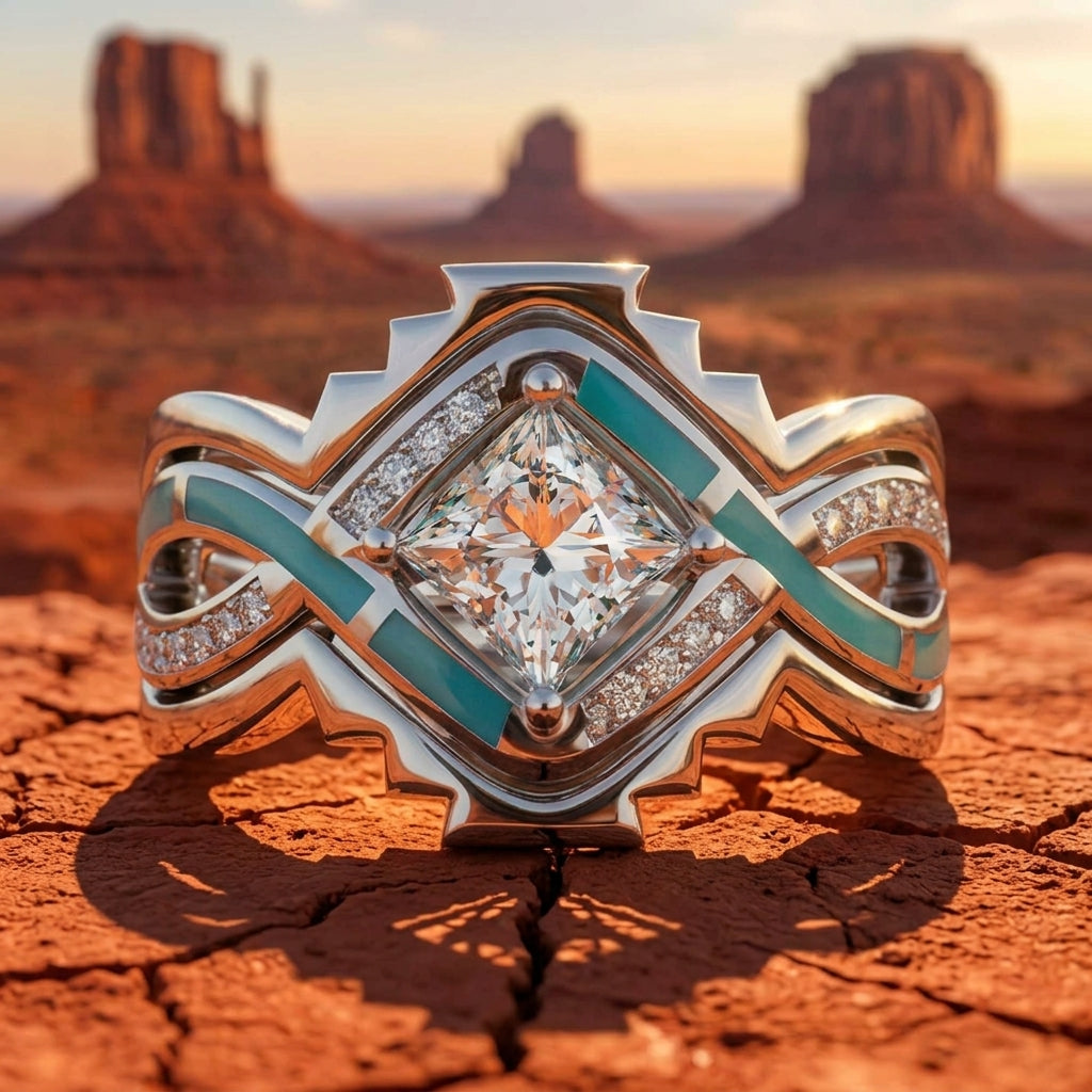 Cascading Ridges Ring - Moissanite