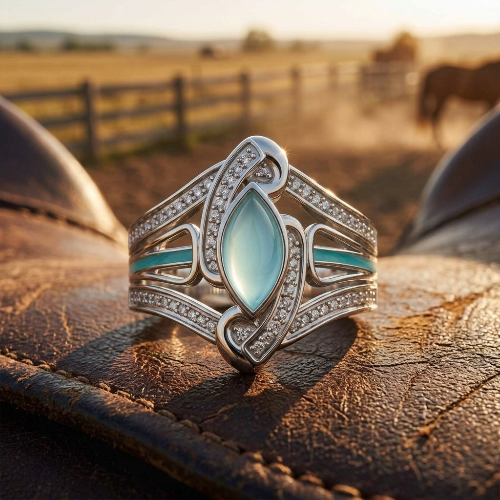 Cyclone Boomerang Ring - Aquamarine