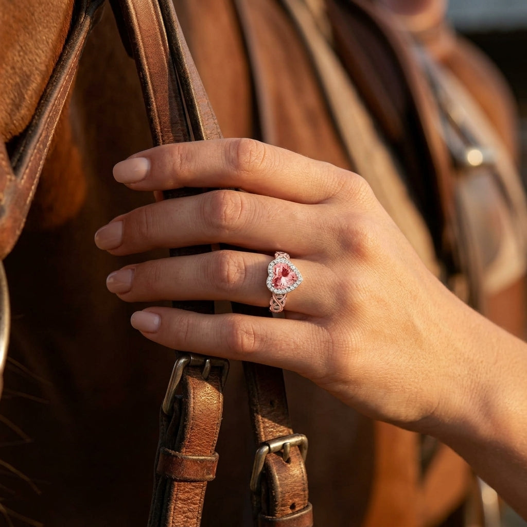 Ocean Heart Ring - Rose Quartz