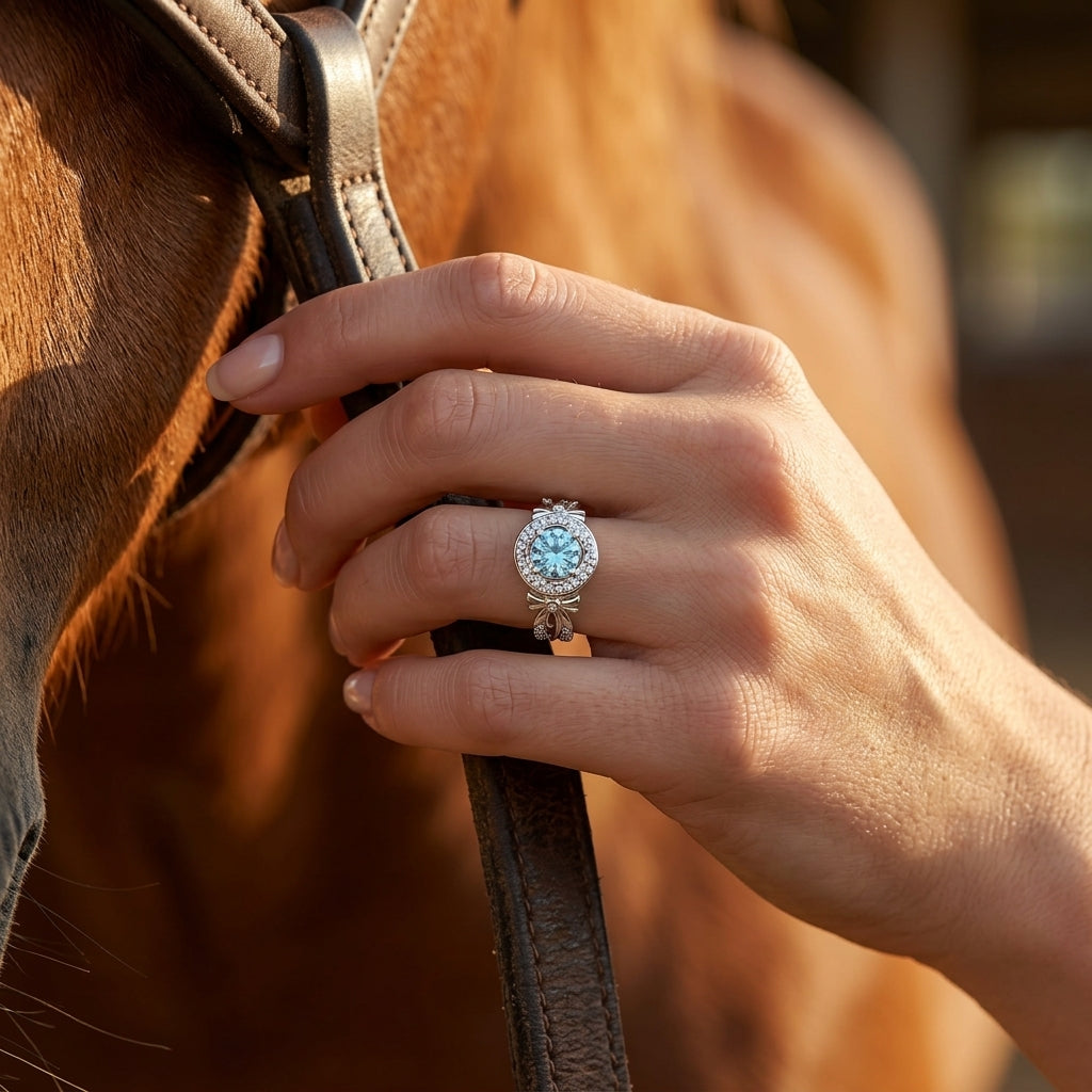 Graceful Bow Entwined Ring - Aquamarine