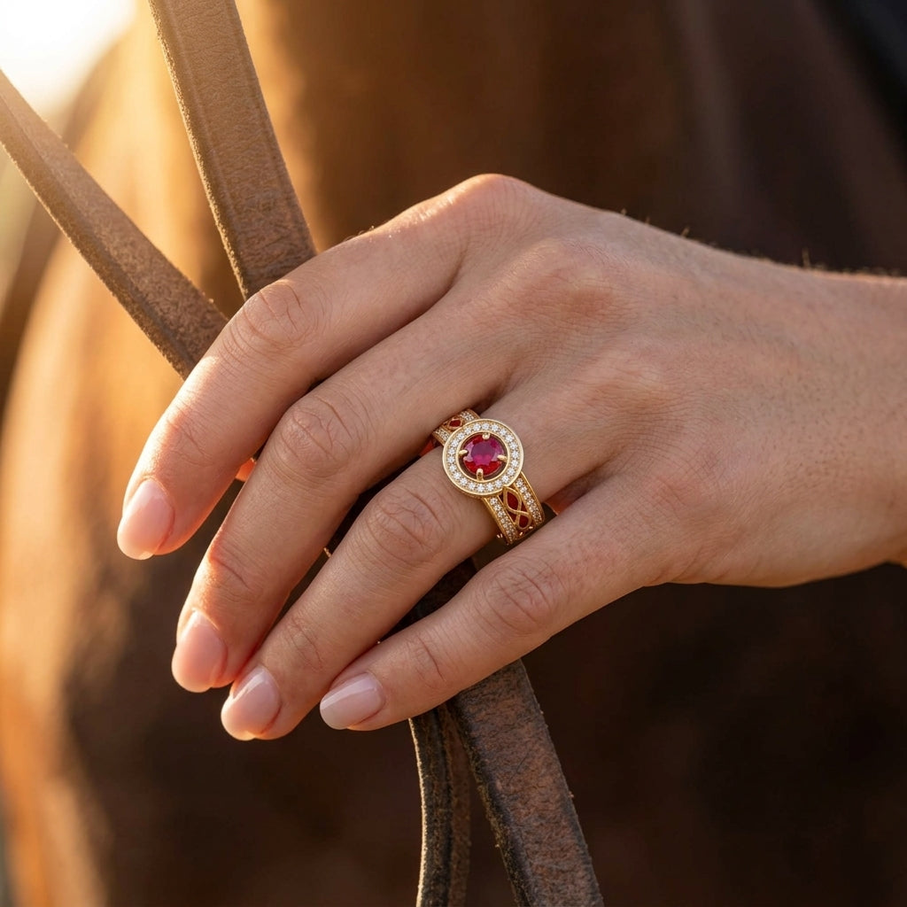 Shining Rodeo Ring - Ruby & Red