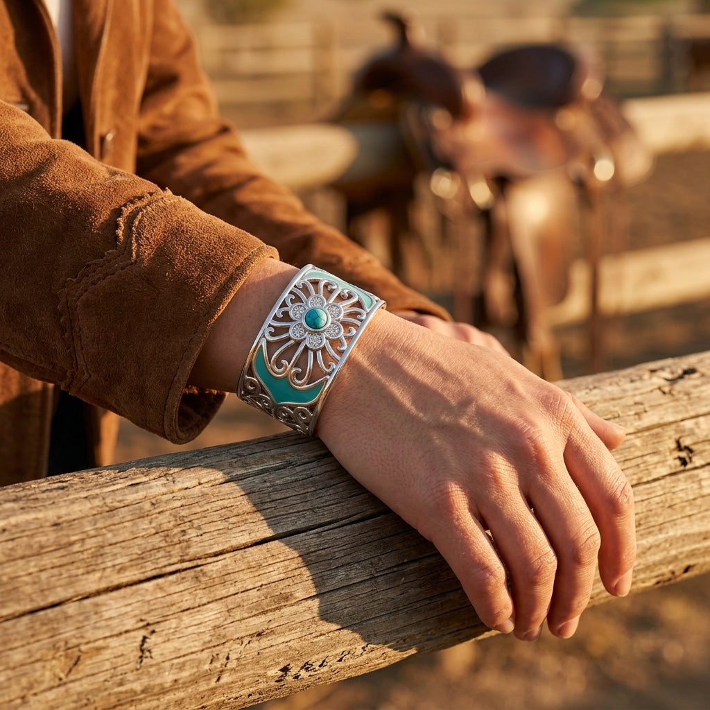 Prairie Flower Cuff Ring - Turquoise