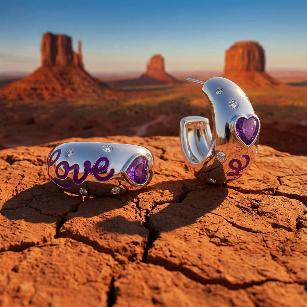 Promise Love Earrings - Amethyst