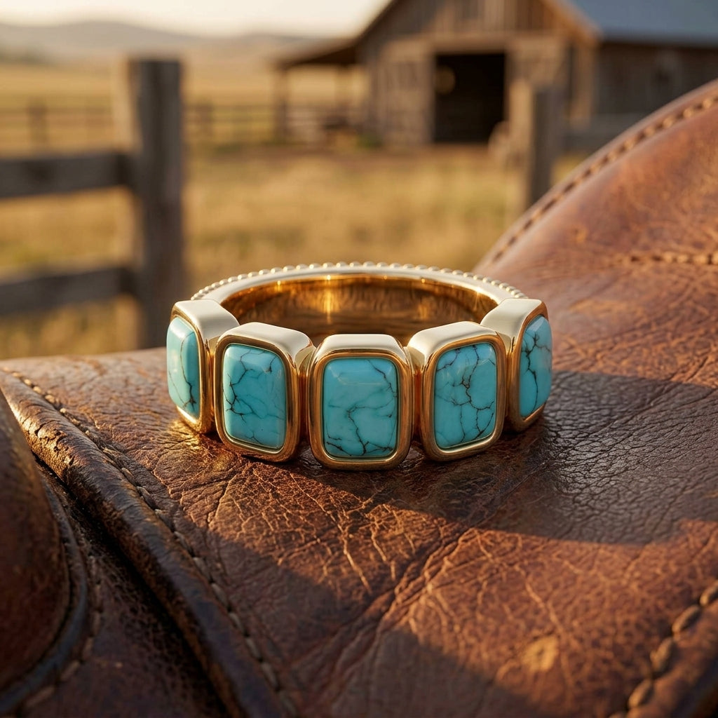 Golden Mesa Ring - Turquoise