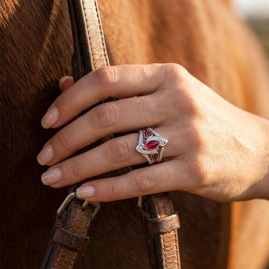 Cyclone Boomerang Ring - Ruby