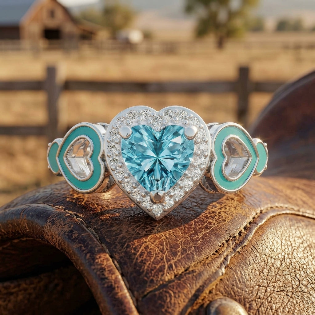 Passion Heart Ring - Aquamarine