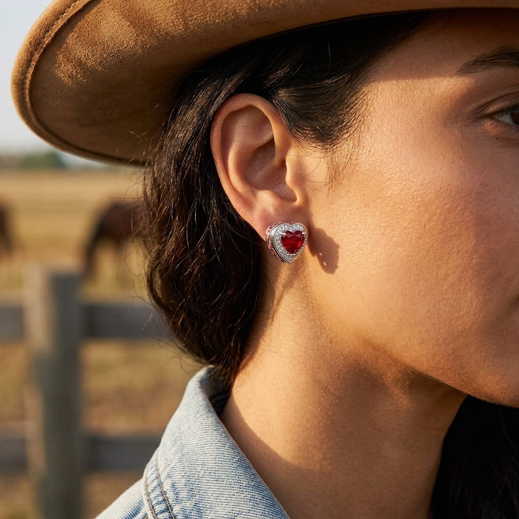 Ocean Heart Earrings - Ruby