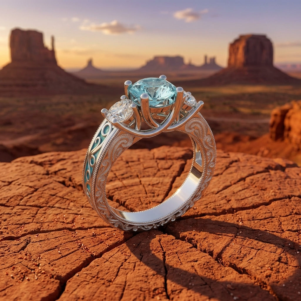 Century Romance Ring - Aquamarine