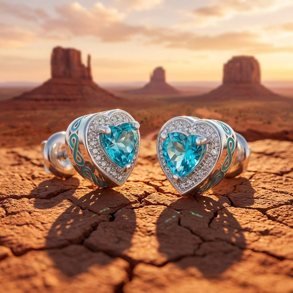 Ocean Heart Earrings - Aquamarine