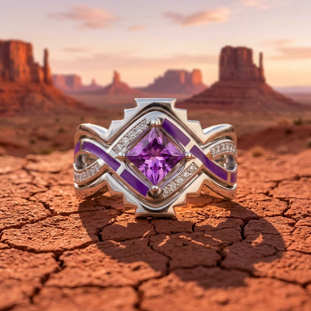 Cascading Ridges Ring - Amethyst