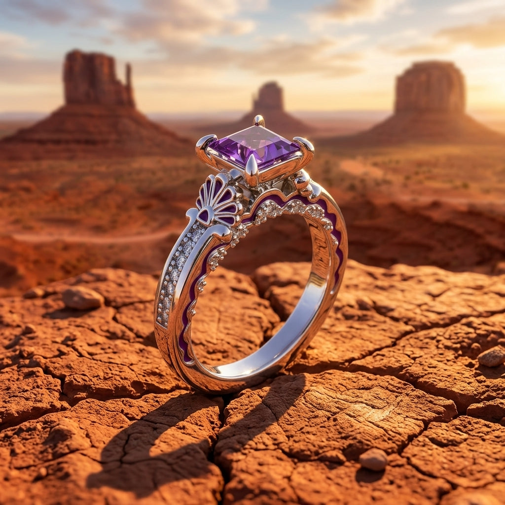 Lumen Crest Ring - Amethyst