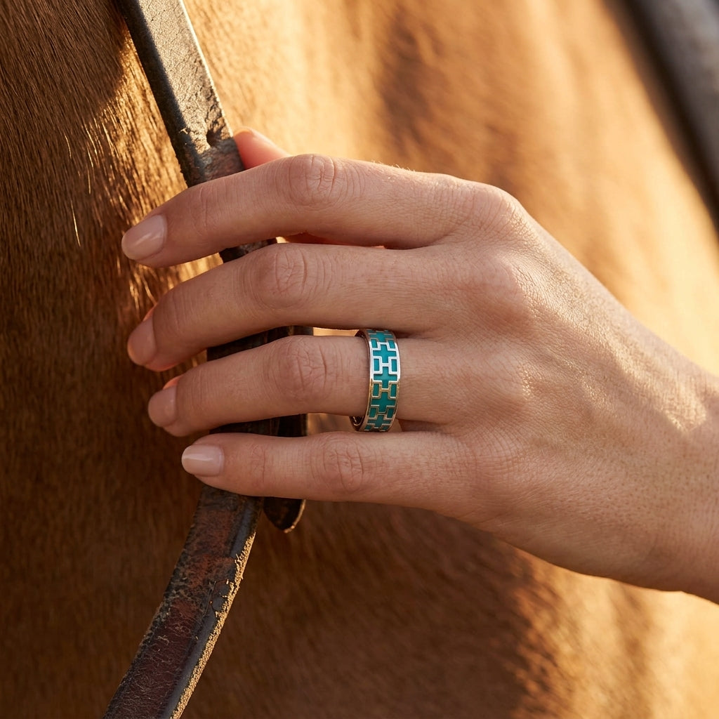 Stacked Edge Ring - Turquoise