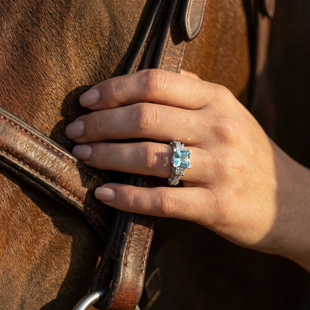 Love Rivet Ring - Aquamarine