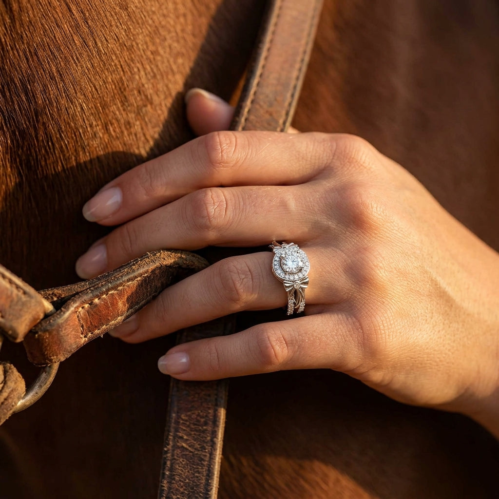Graceful Bow Entwined Ring - Moissanite