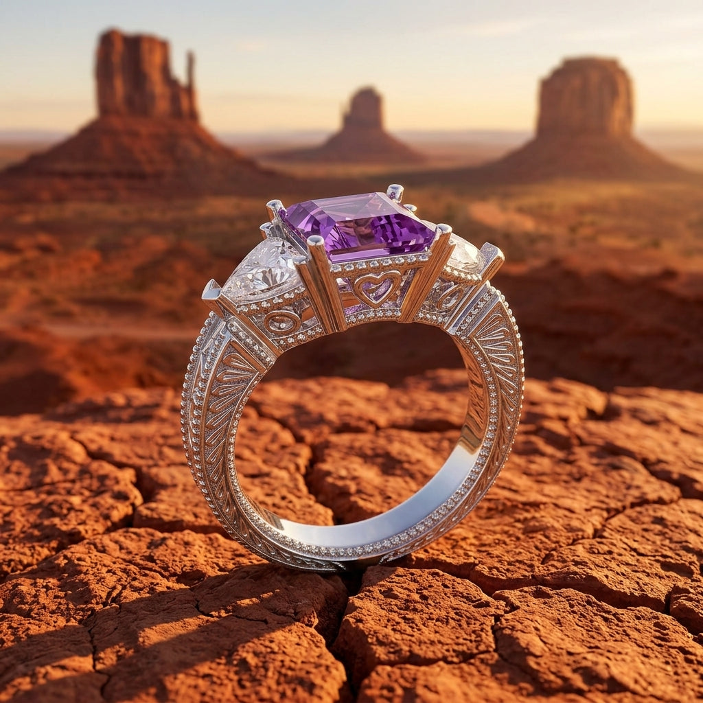 Tidal Embrace Ring - Amethyst