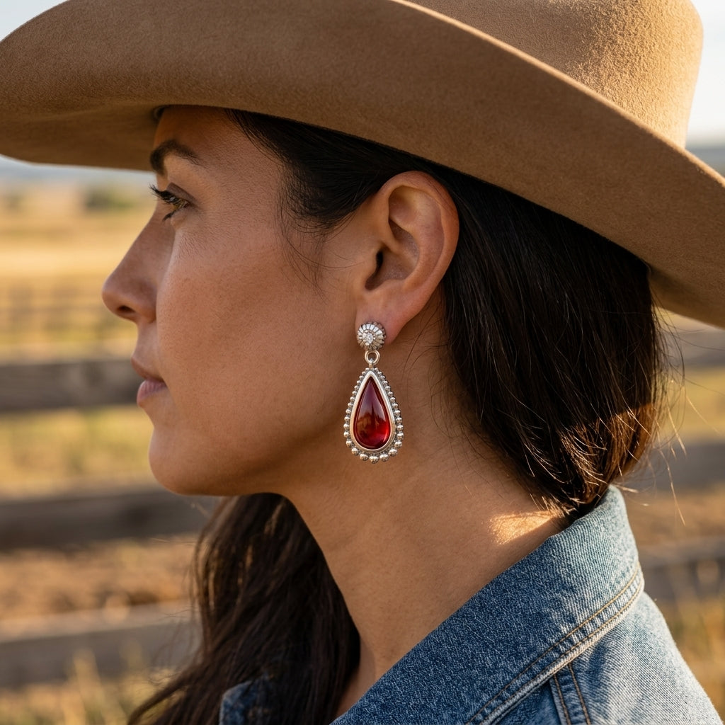 Desert Teardrop Earrings - Ruby