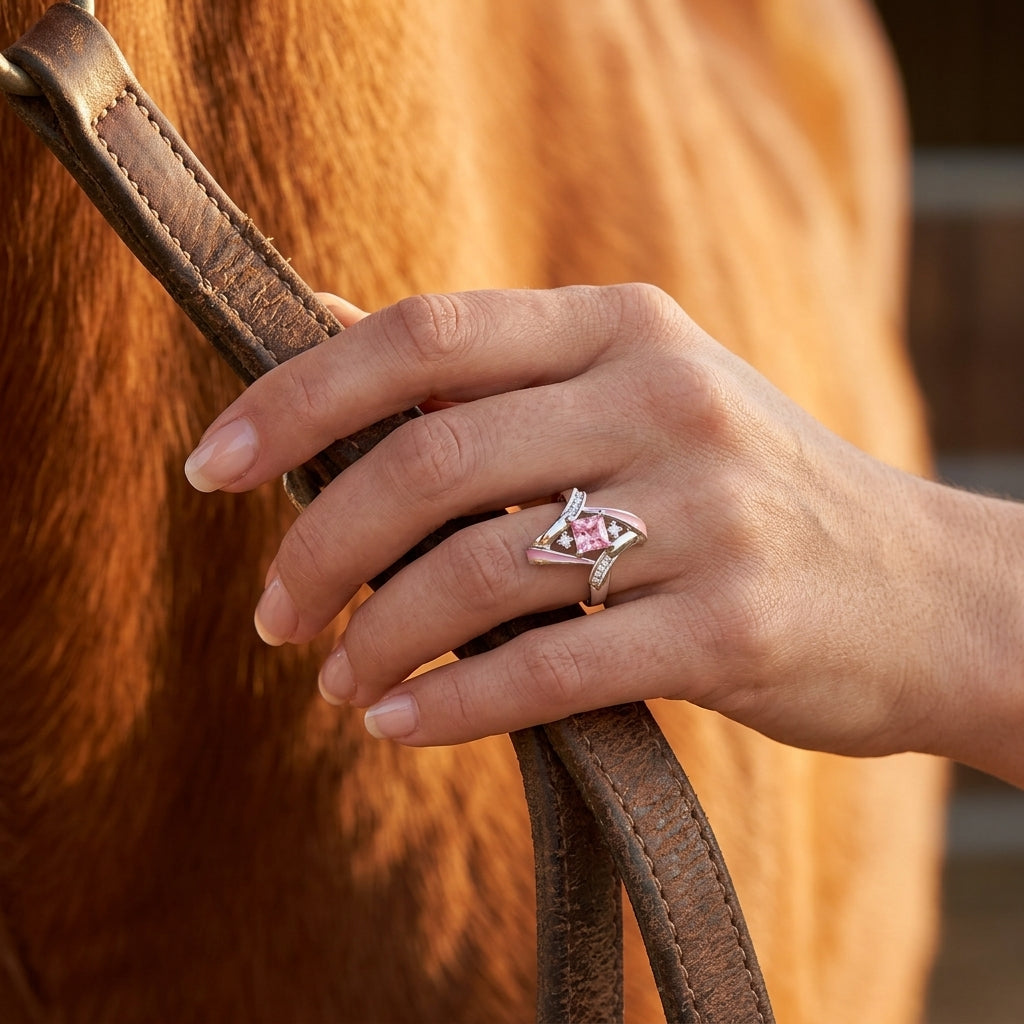 Milky Way Kiss Ring - Rose Quartz