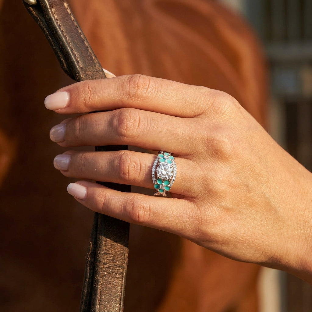 Intertwined Blooming Bud Ring - Moissanite