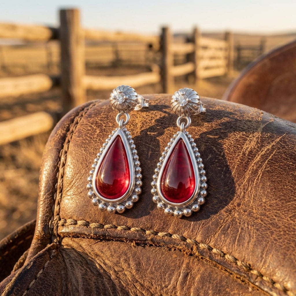 Desert Teardrop Earrings - Ruby
