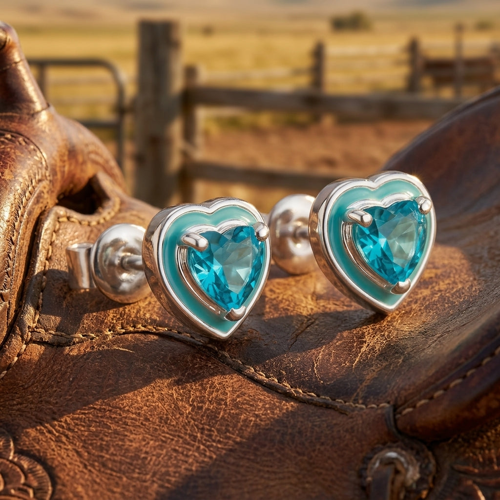 Loyal Heart Earrings - Aquamarine